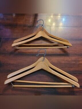 Lot of 4 Vintage Batts WISHBONE Wooden Suit Hangers Grand Rapids
